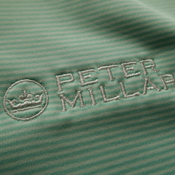 Peter Millar Green Striped GN ML75 Polo (XL) ⛳️ - Picture 1 of 11